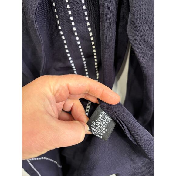 Misook Knit JAcket Cardigan Womens Size Smakk Navy Blue Longline Office Career - Picture 3 of 4